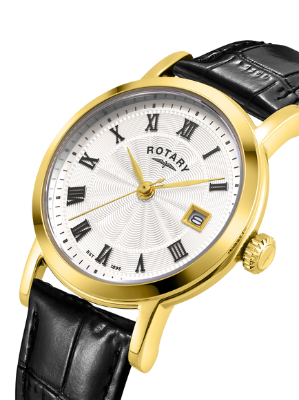 Rotary LS05423/01 Women's Heritage Leather Strap Watch - view 2, Silver & Gold
