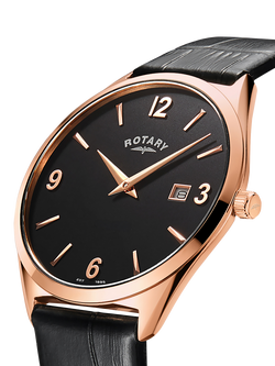 Rotary RGS10012/04 Men's Ultra Slim Leather Strap Watch - view 2, Blue