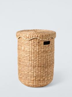John Lewis Wavy Lidded Bulrush Laundry Basket, Natural, Natural