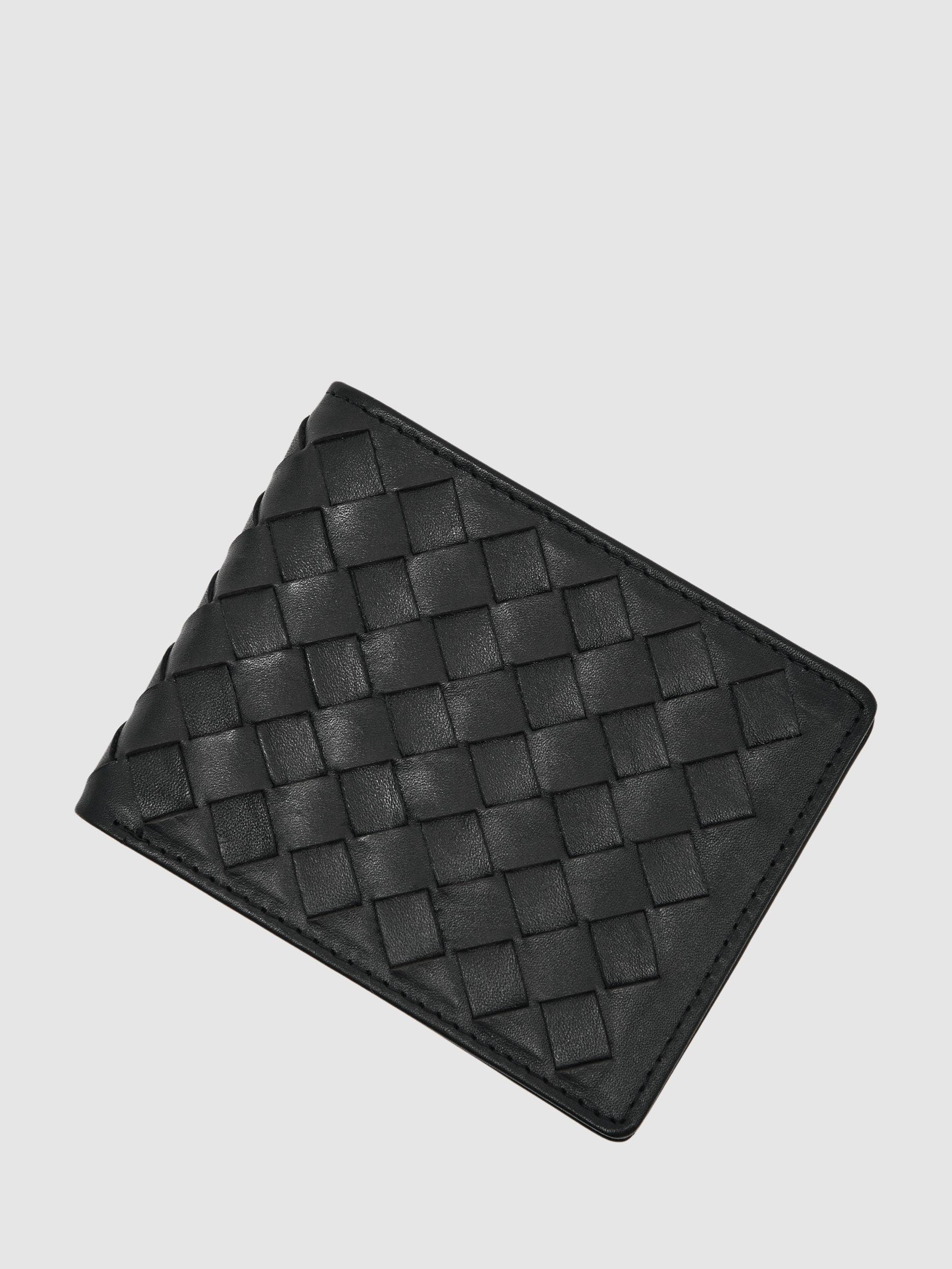 Product image 2 of 3, which shows Reiss Elton Leather Lattice Effect Wallet, Black