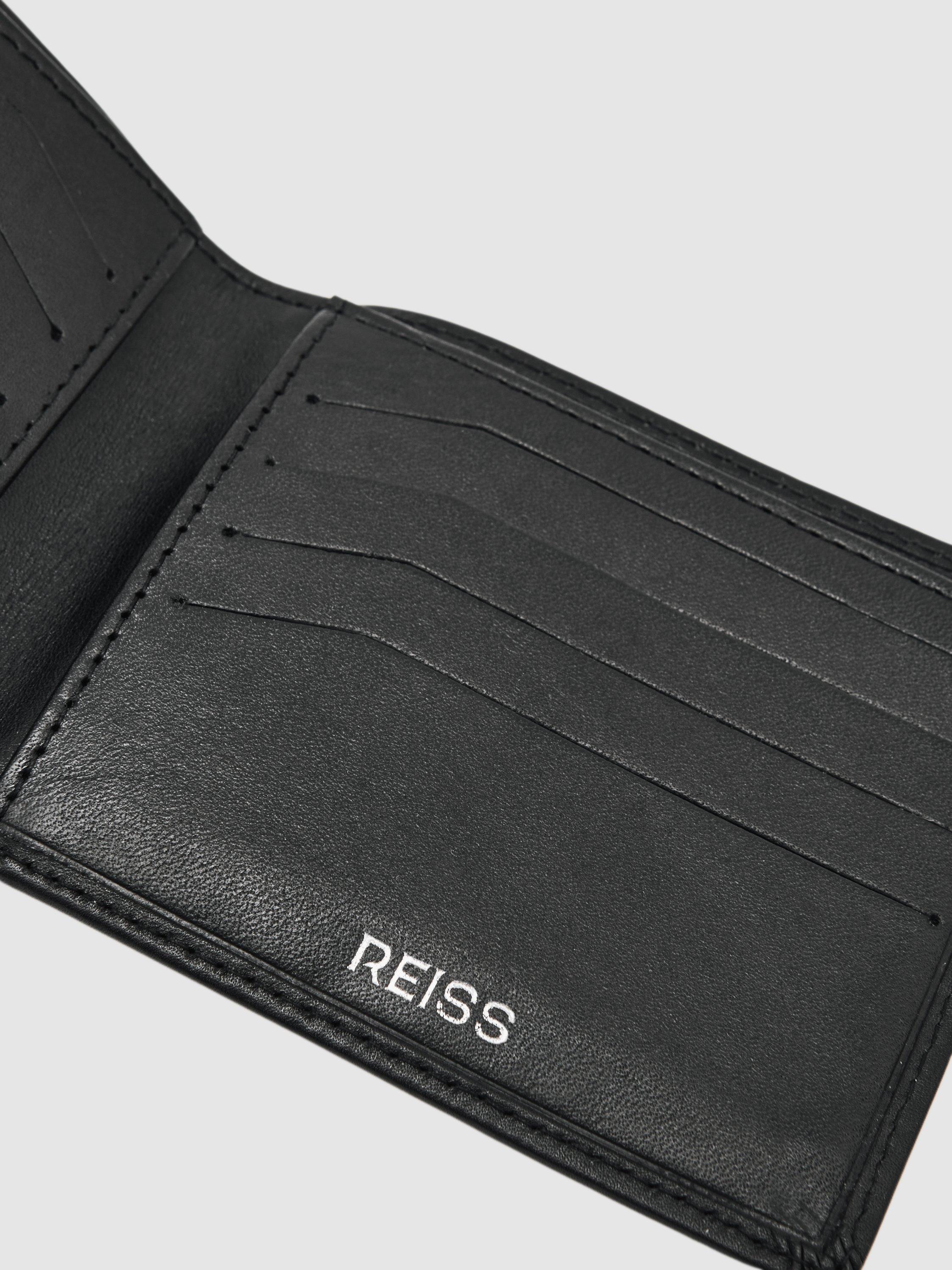 Product image 3 of 3, which shows Reiss Elton Leather Lattice Effect Wallet, Black