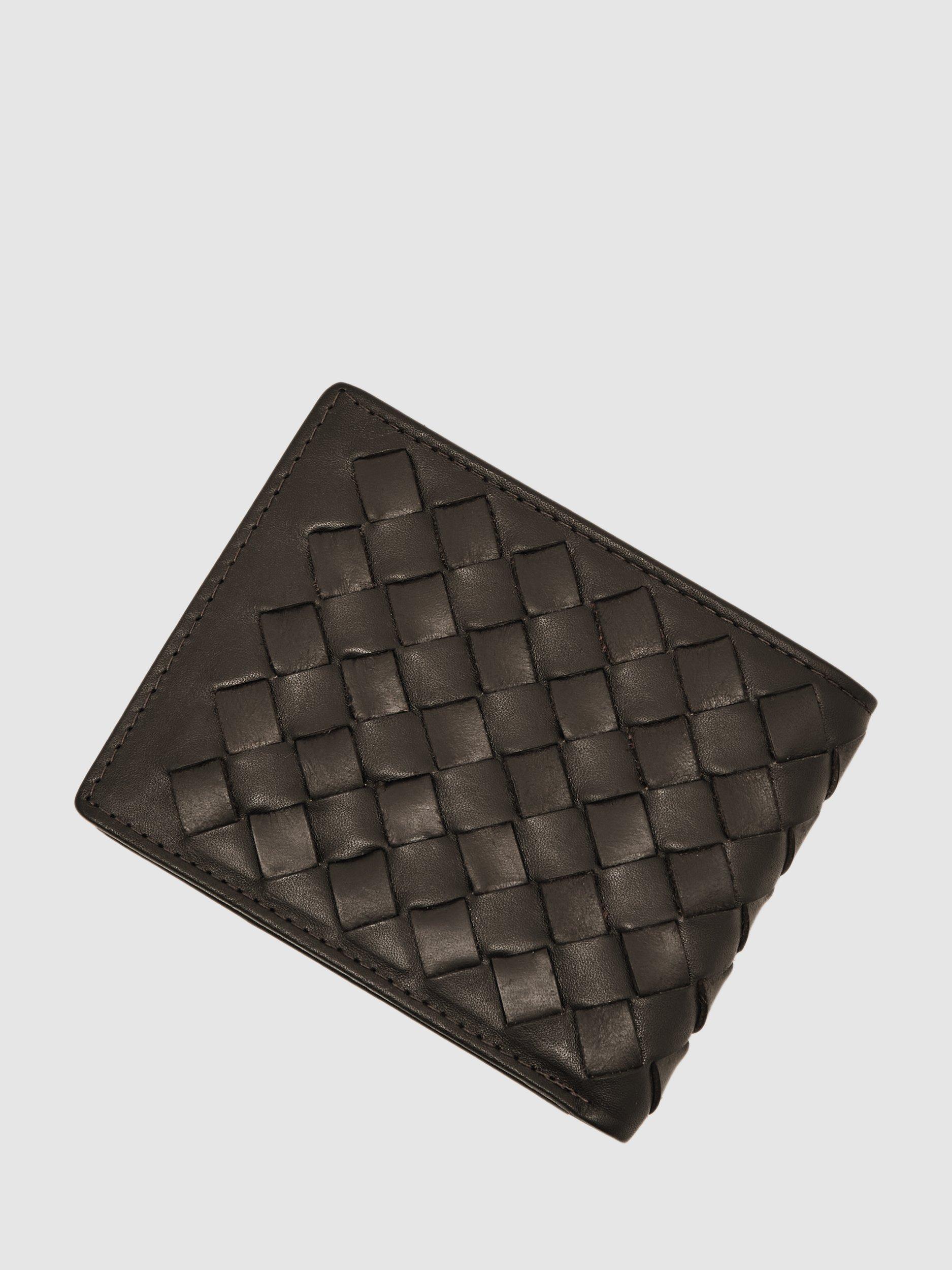 Product image 2 of 3, which shows Reiss Elton Leather Lattice Effect Wallet, Dark Brown