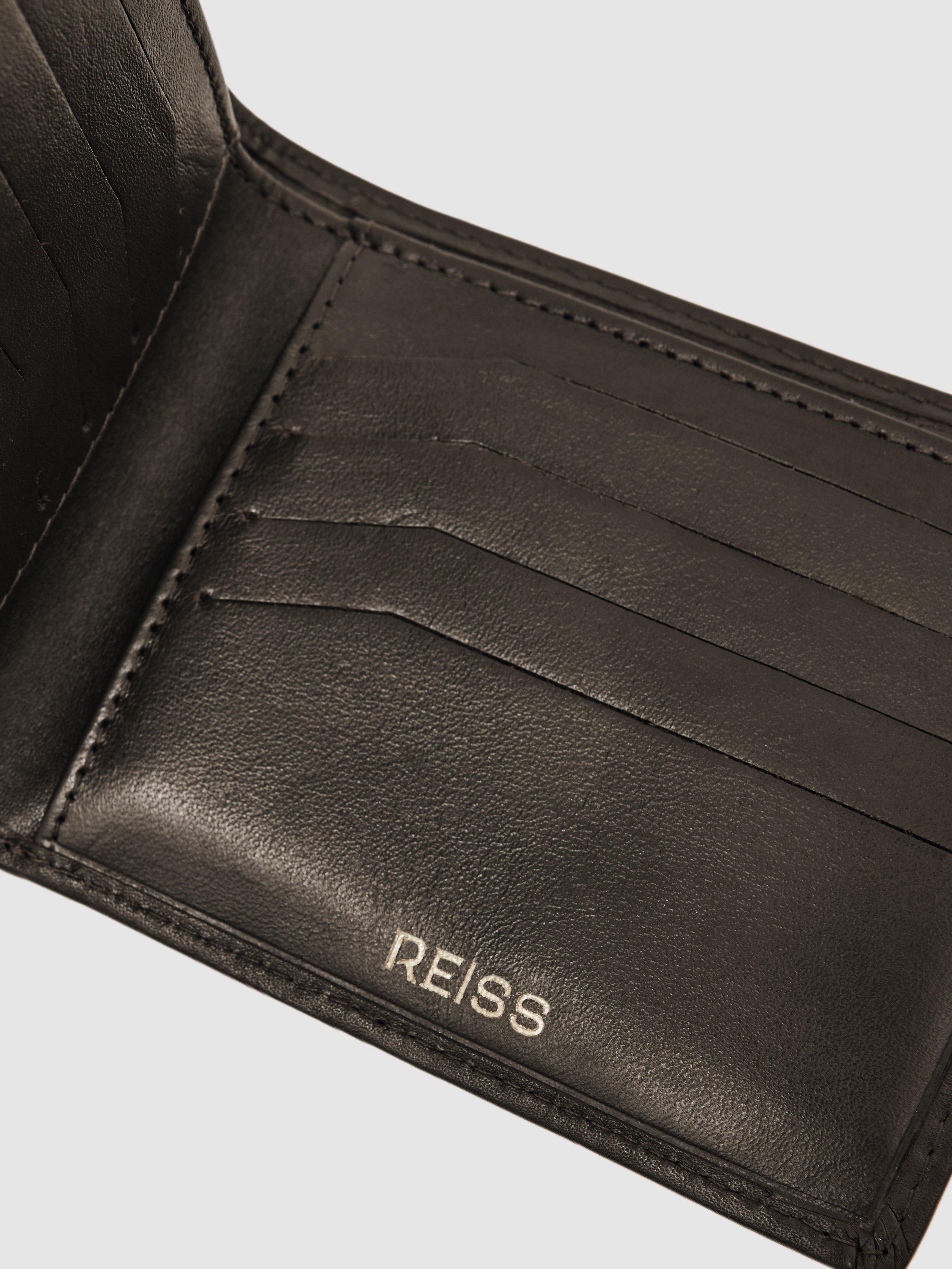 Product image 3 of 3, which shows Reiss Elton Leather Lattice Effect Wallet, Dark Brown