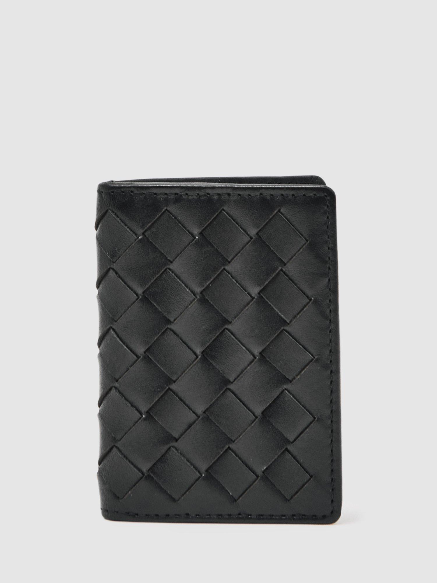 Product image 1 of 3, which shows Reiss Presley Leather Card Holder, Black