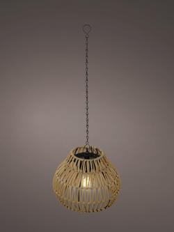 Kaemingk Solar Powered Outdoor Hanging Wicker Pendant Light, Natural, Natural