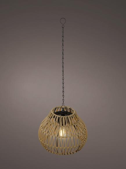 Kaemingk Solar Powered Outdoor Hanging Wicker Pendant Light, Natural, Natural