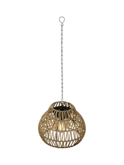 Kaemingk Solar Powered Outdoor Hanging Wicker Pendant Light, Natural - view 2, Natural
