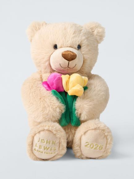 John Lewis Lewis Bear with Tulips Soft Toy - view 2, Brown