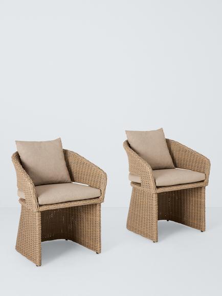 John Lewis Haven Woven Garden Dining Chair, Set of 2, Sandstone, Stone