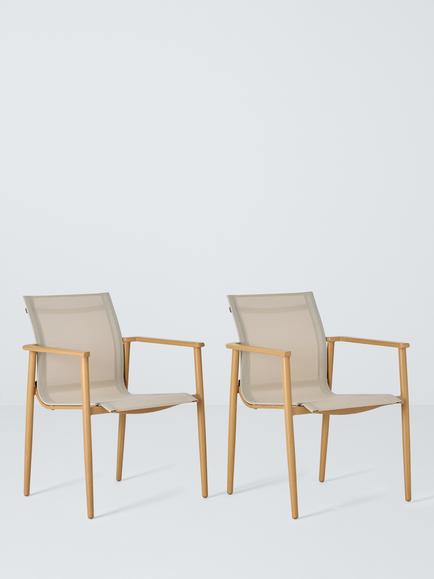John Lewis Sahara Garden Dining Armchair, Set of 2, Mocha, Latte