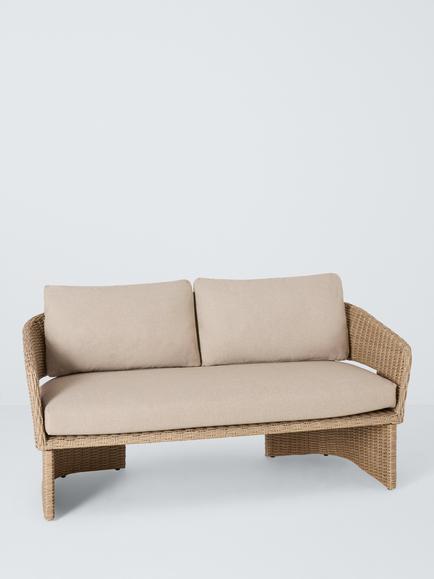 John Lewis Haven Woven 2-Seater Garden Sofa, Sandstone, Stone