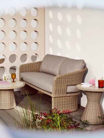 John Lewis Haven Woven 2-Seater Garden Sofa, Sandstone - view 2, Stone