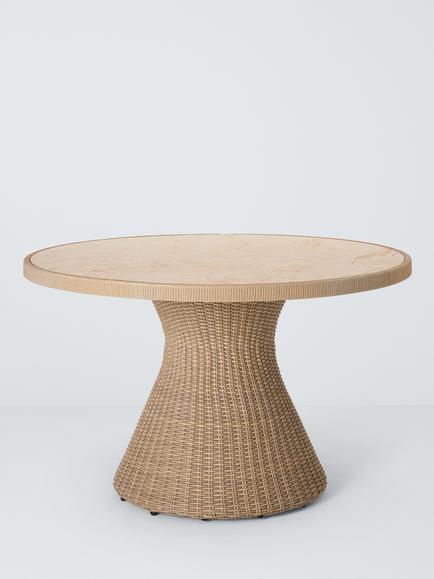 John Lewis Haven Woven Round Garden Dining Table, 120cm, Sandstone, Stone