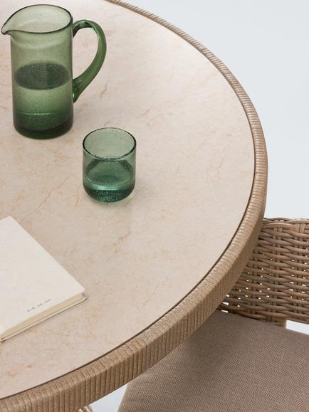 John Lewis Haven Woven Round Garden Dining Table, 120cm, Sandstone - view 2, Stone