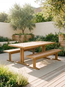 John Lewis Estate 2-Seater Acacia Wood Garden Dining Bench, Natural - view 2, Natural