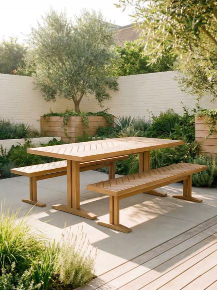 John Lewis Estate 2-Seater Acacia Wood Garden Dining Bench, Natural - view 2, Natural