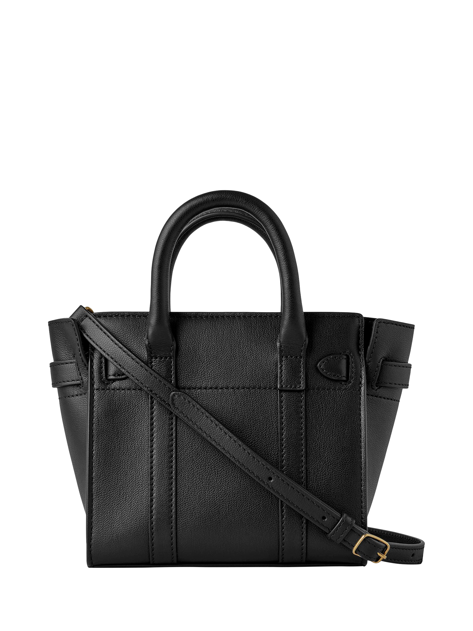 Product image 2 of 6, which shows Mulberry Micro Bayswater Leather Zipped Handbag, Black