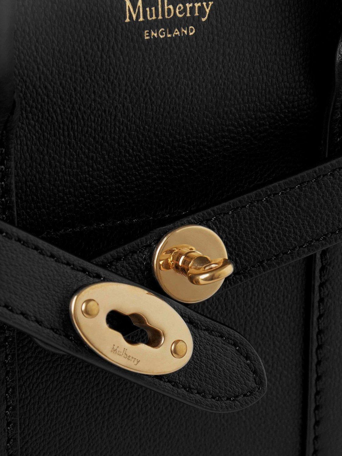 Product image 5 of 6, which shows Mulberry Micro Bayswater Leather Zipped Handbag, Black