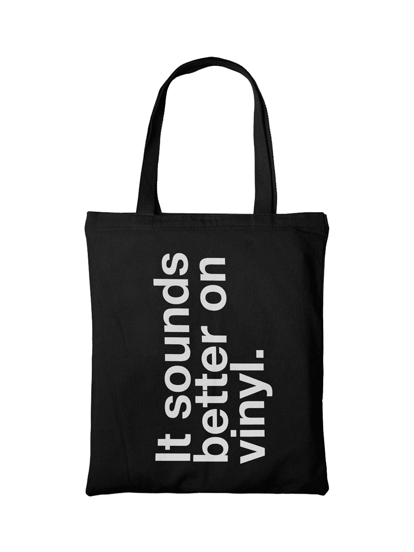 Product image 1 of 1, which shows Rough Trade 'It Sounds Better On Vinyl' Tote Bag, Black/Multi
