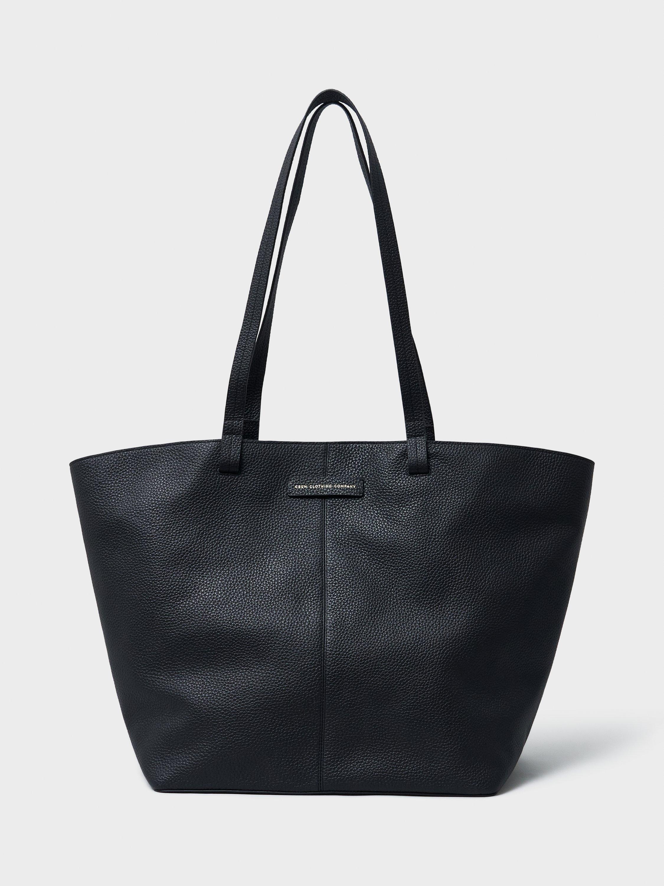 Product image 1 of 3, which shows Crew Clothing Large Pure Leather Tote Bag, Black