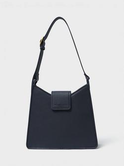 Crew Clothing Leather Clasp Closure Handbag, Navy Blue, Navy Blue