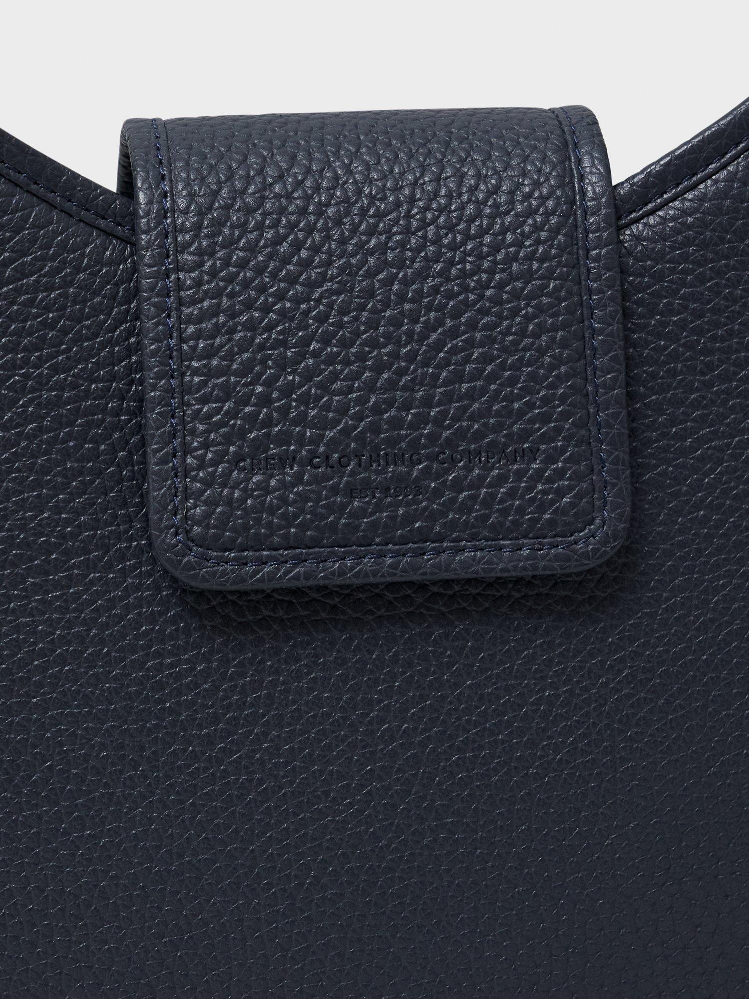 Product image 3 of 3, which shows Crew Clothing Leather Clasp Closure Handbag, Navy Blue
