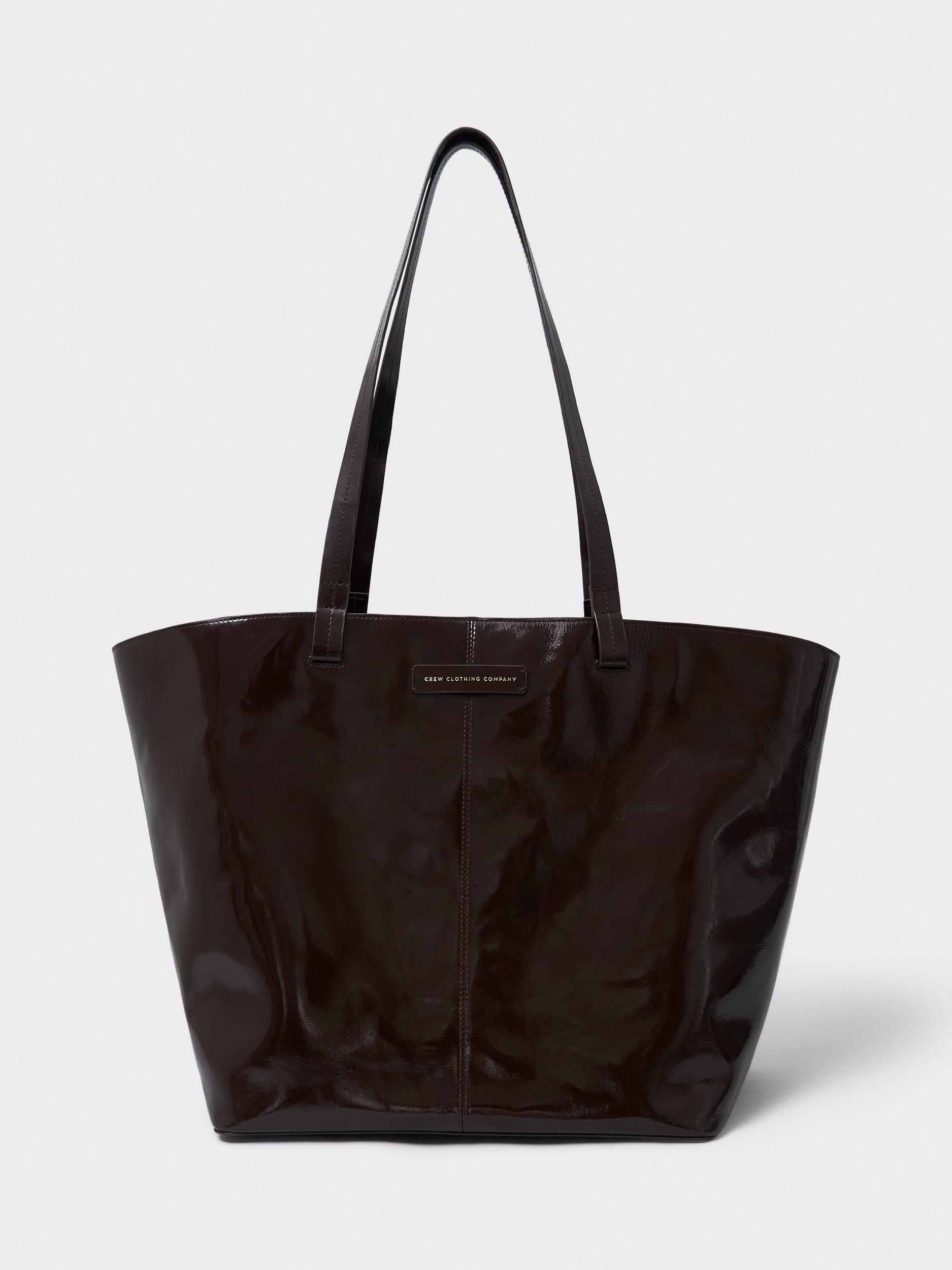 Product image 1 of 3, which shows Crew Clothing Large Pure Leather Tote Bag, Chocolate