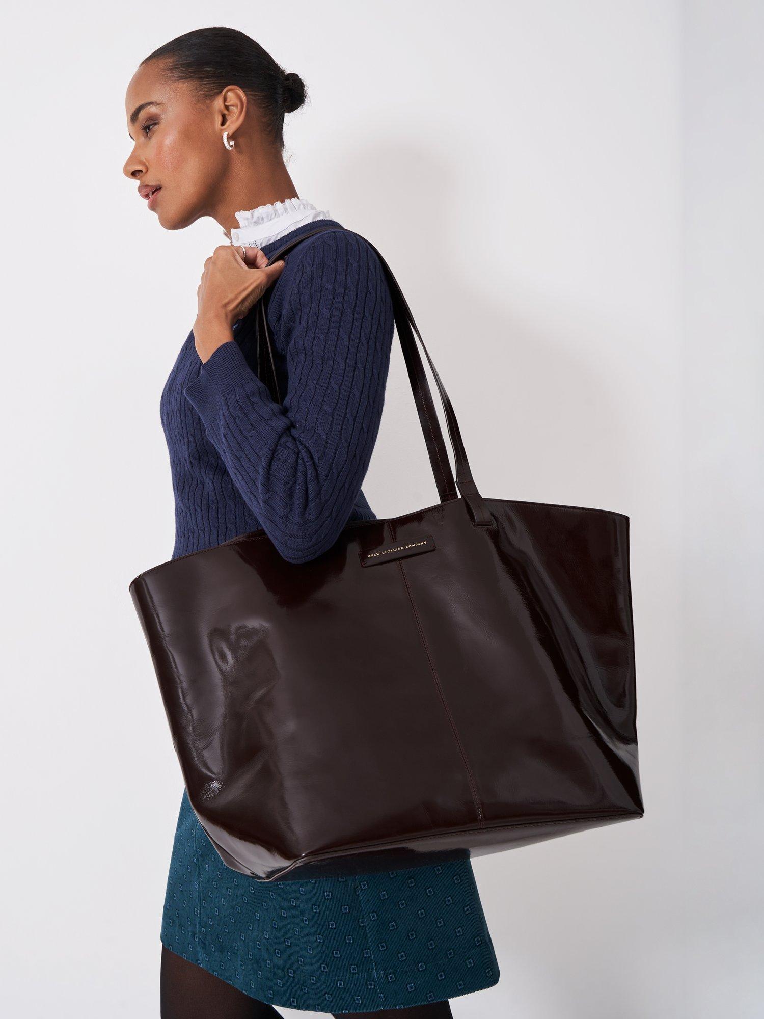 Product image 2 of 3, which shows Crew Clothing Large Pure Leather Tote Bag, Chocolate