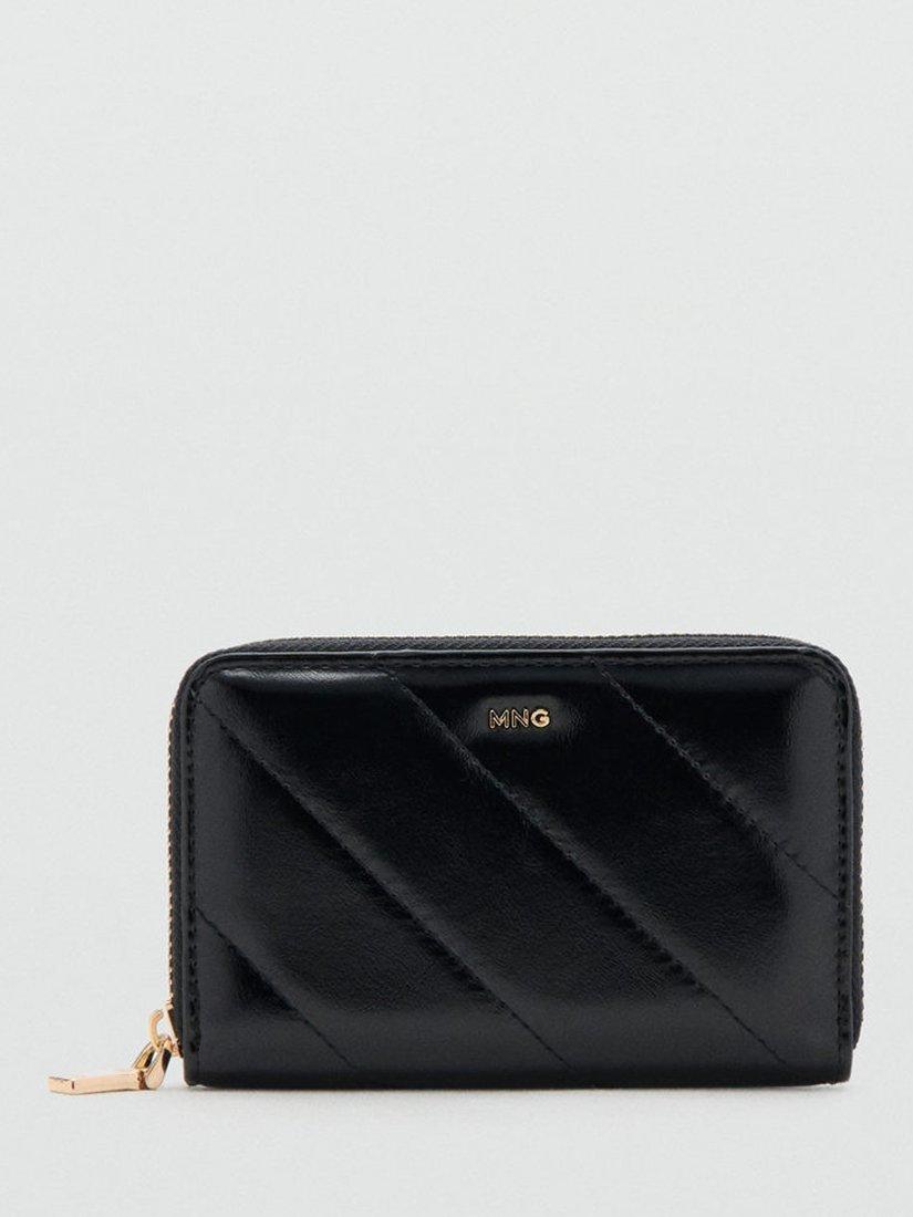 Product image 2 of 4, which shows Mango Medium Diagonal Quilted Purse, Black