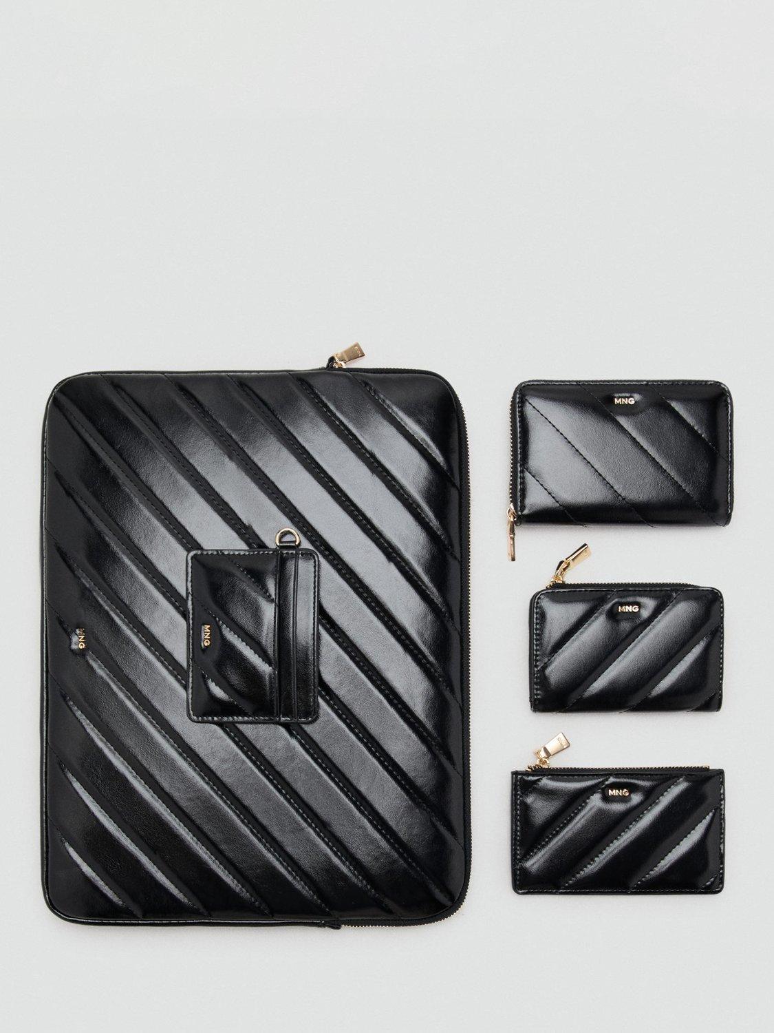 Product image 4 of 4, which shows Mango Medium Diagonal Quilted Purse, Black