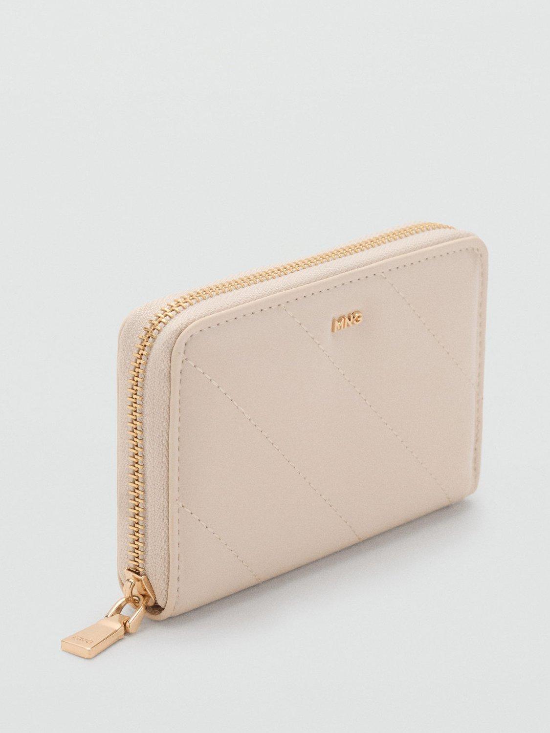 Product image 1 of 4, which shows Mango Medium Diagonal Quilted Purse, Natural White