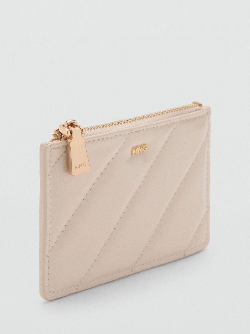 Product image 2 of 4, which shows Mango Quilted Card Holder, Natural White