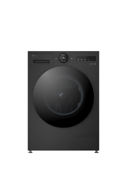 LG W4X7016TBB Freestanding Washer Dryer, 6kg/11kg Load, 1400rpm Spin, Matte Black, Matte Black