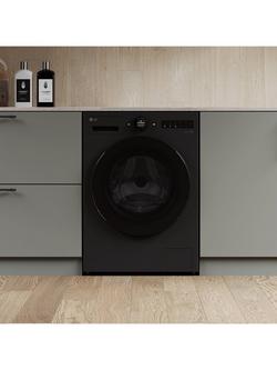 LG W4X7016TBB Freestanding Washer Dryer, 6kg/11kg Load, 1400rpm Spin, Matte Black - view 2, Matte Black