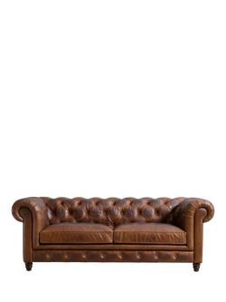 Halo Earle Chesterfield Large 3 Seater Leather Sofa, London Leather, London Leather