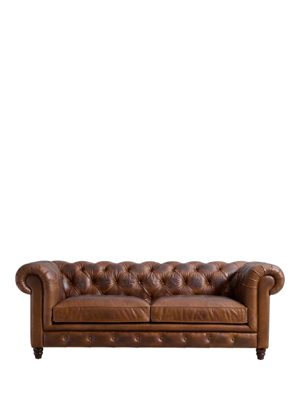 Halo Earle Chesterfield Large 3 Seater Leather Sofa, London Leather, London Leather