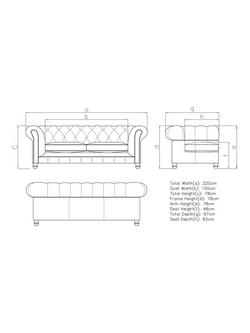 Halo Earle Chesterfield Large 3 Seater Leather Sofa, London Leather - view 2, London Leather