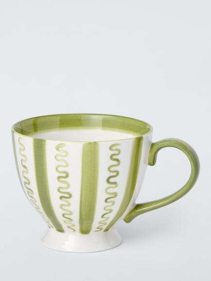 John Lewis Archive Wiggle Stripe Cup, 380ml, Green, Green