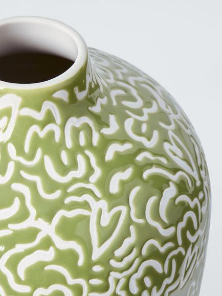 John Lewis Archive Stoneware Vase, Green - view 2, Green