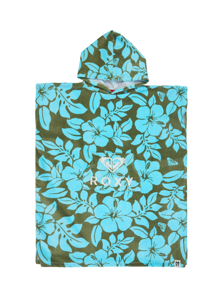 Roxy Kids' Cotton Hooded Bach Towel, Oil Green The Mo, Oil Green The Mo