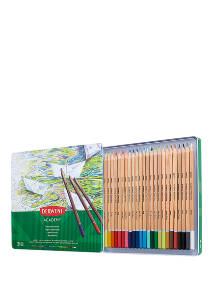 Derwent Academy Watercolour Pencils, Tin of 24, Multi