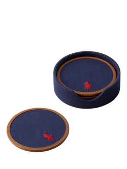 Ralph Lauren Polo Icon Coasters, Set of 4, Pink/Blue, Navy/Red