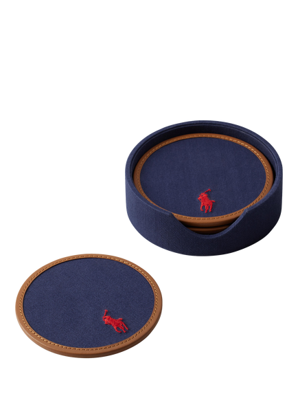Ralph Lauren Polo Icon Coasters, Set of 4, Pink/Blue, Navy/Red