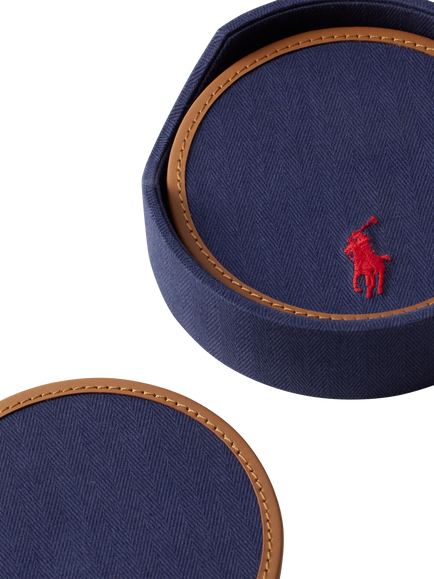 Ralph Lauren Polo Icon Coasters, Set of 4, Pink/Blue - view 2, Navy/Red