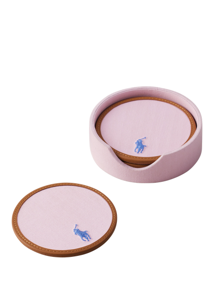 Ralph Lauren Polo Icon Coasters, Set of 4, Pink/Blue, Pink/Blue