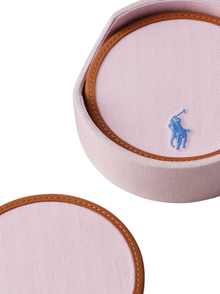 Ralph Lauren Polo Icon Coasters, Set of 4, Pink/Blue - view 2, Pink/Blue
