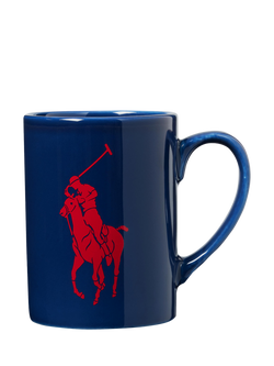Ralph Lauren Porcelain Mug, 414ml, Navy/Red, Navy/Red