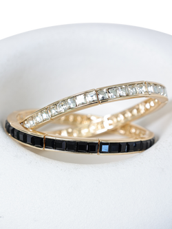 Jon Richard Cubic Zirconia Jet Stretch Bracelet, Gold - view 2, Gold