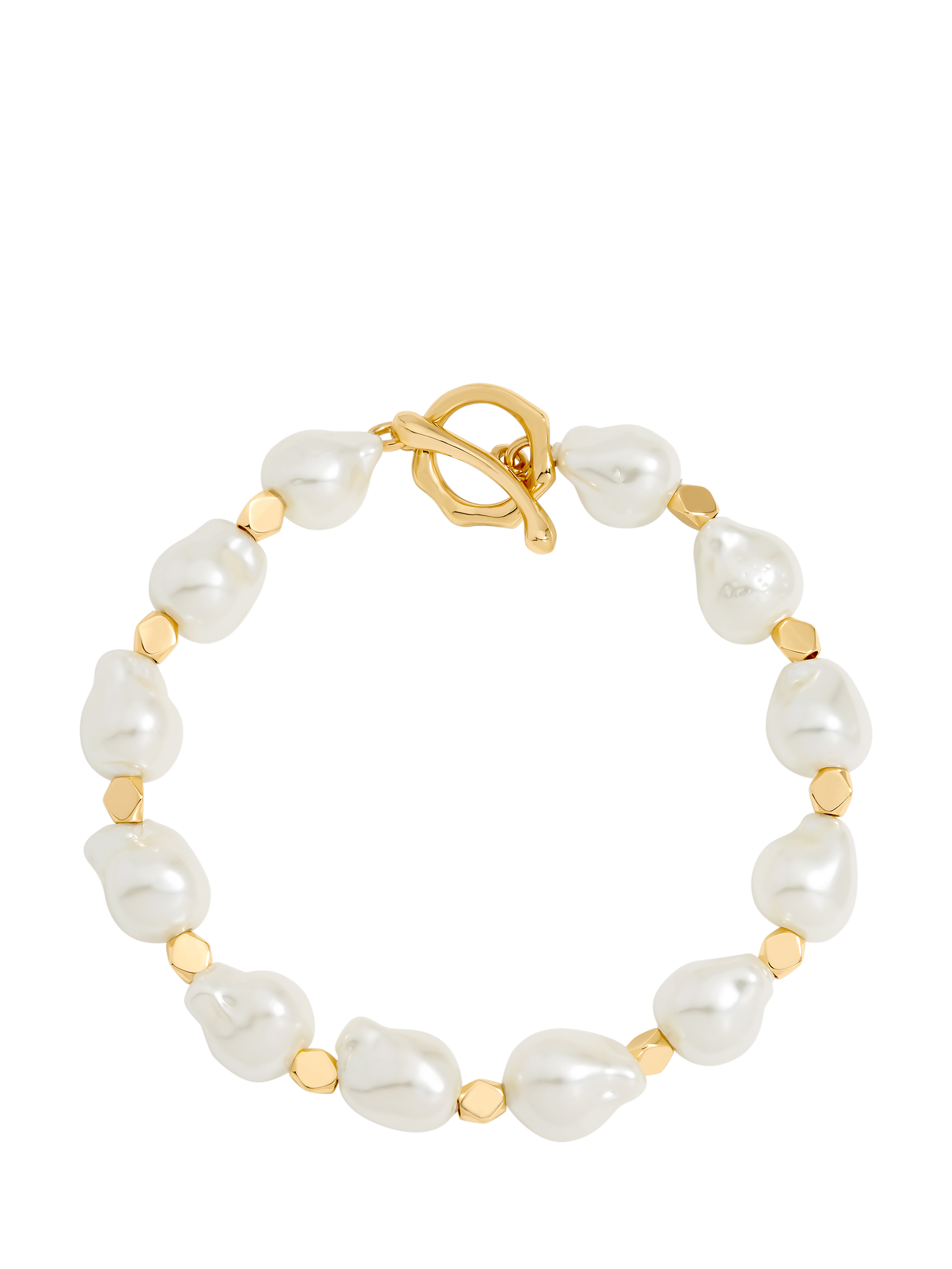 Product image 1 of 1, which shows Jon Richard Pearl T-Bar Bracelet, Gold