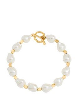 Jon Richard Pearl T-Bar Bracelet, Gold, Gold